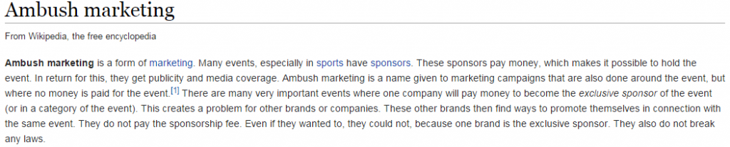 Ambush marketing en wikipedia